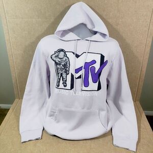MTV Vintage Style Long Sleeve Unisex Hoodie Lilac Mens Womens Large #L